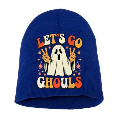 Halloween Lets Go Ghouls Ghost Retro Costume Gift Short Acrylic Beanie