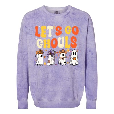 Halloween LetS Go Ghouls Ghost Retro Costume Funny Gift Colorblast Crewneck Sweatshirt