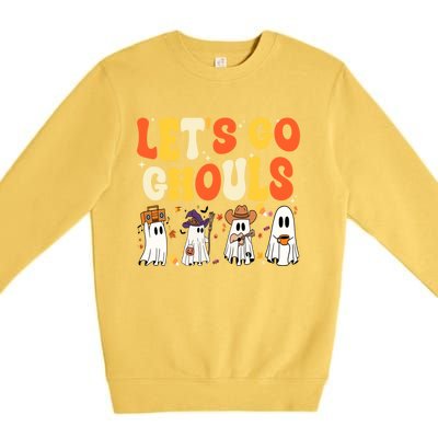 Halloween LetS Go Ghouls Ghost Retro Costume Funny Gift Premium Crewneck Sweatshirt