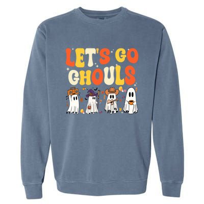 Halloween LetS Go Ghouls Ghost Retro Costume Funny Gift Garment-Dyed Sweatshirt