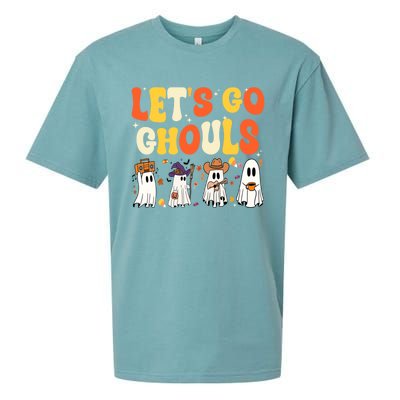 Halloween LetS Go Ghouls Ghost Retro Costume Funny Gift Sueded Cloud Jersey T-Shirt