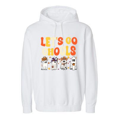 Halloween LetS Go Ghouls Ghost Retro Costume Funny Gift Garment-Dyed Fleece Hoodie