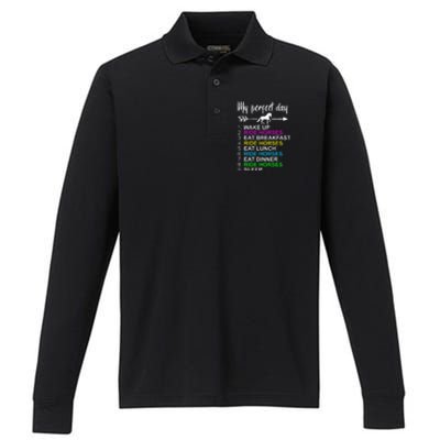 Horse Lover Horseback Riding Horse Lover Gift Performance Long Sleeve Polo