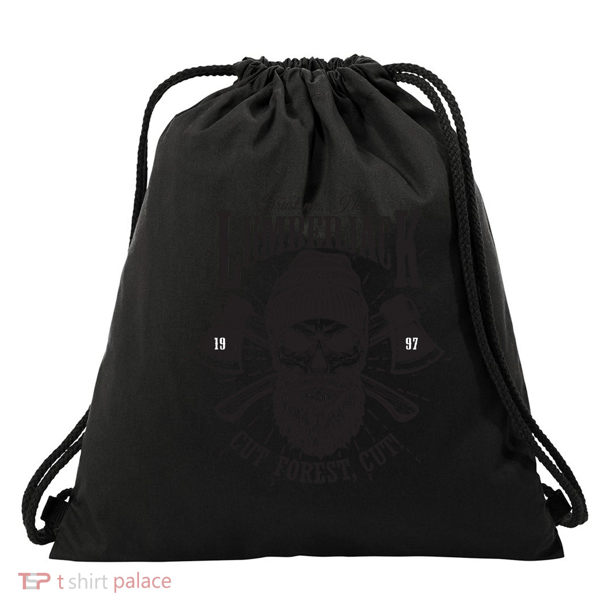 Hipster Lumberjack Drawstring Bag