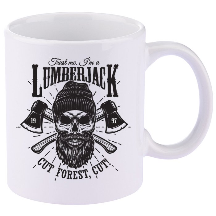 Hipster Lumberjack 11oz C Handle Ceramic Mug
