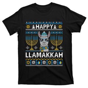 Happy Llamakkah Hanukkah Llama Menorah Chanukah Alpaca Gift T-Shirt