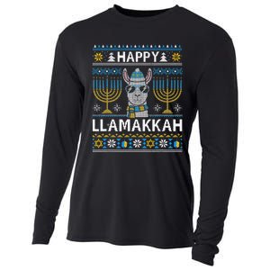 Happy Llamakkah Hanukkah Llama Menorah Chanukah Alpaca Gift Cooling Performance Long Sleeve Crew