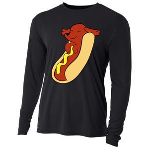 Hotdog Lover Hotdog Dachshund Hot Dog Cooling Performance Long Sleeve Crew