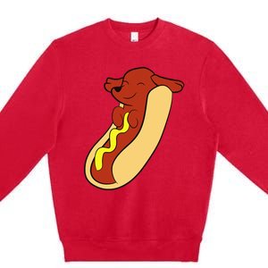 Hotdog Lover Hotdog Dachshund Hot Dog Premium Crewneck Sweatshirt