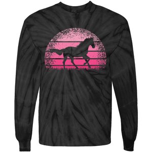 Horse Lover Horseback Riding Cow Pink Western Tie-Dye Long Sleeve Shirt