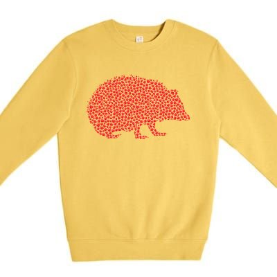 Hedgehog Lover Heart Shape Hedgehog Valentine's Day Funny Gift Premium Crewneck Sweatshirt