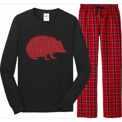 Hedgehog Lover Heart Shape Hedgehog Valentine's Day Funny Gift Long Sleeve Pajama Set