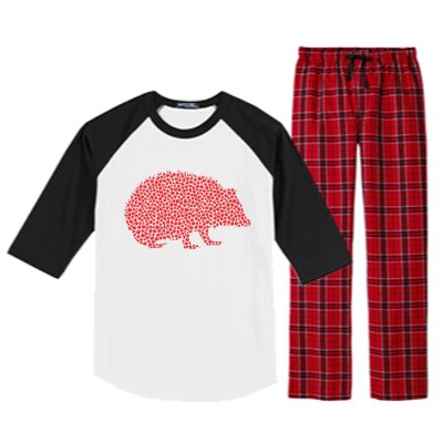 Hedgehog Lover Heart Shape Hedgehog Valentine's Day Funny Gift Raglan Sleeve Pajama Set