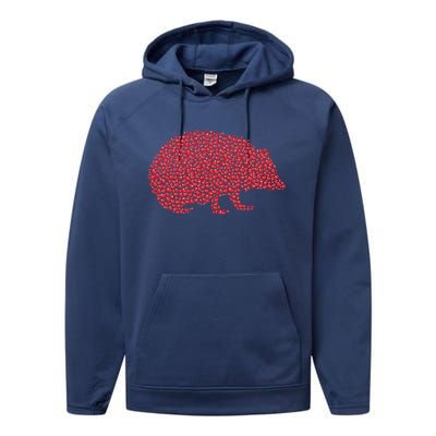 Hedgehog Lover Heart Shape Hedgehog Valentine's Day Funny Gift Performance Fleece Hoodie