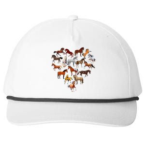 Horse Love Heart Equestrian Horse Rider Lover Snapback Five-Panel Rope Hat