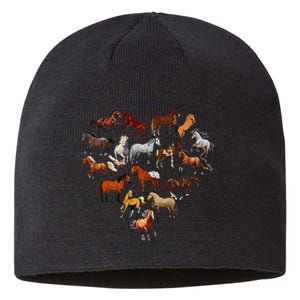 Horse Love Heart Equestrian Horse Rider Lover Sustainable Beanie