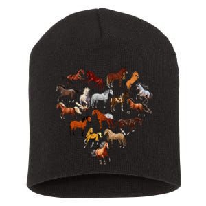 Horse Love Heart Equestrian Horse Rider Lover Short Acrylic Beanie