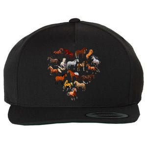 Horse Love Heart Equestrian Horse Rider Lover Wool Snapback Cap