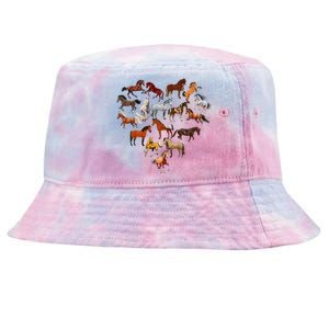 Horse Love Heart Equestrian Horse Rider Lover Tie-Dyed Bucket Hat