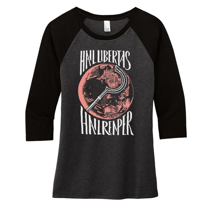 Hail Libertas Hail Reaper Red Howler Women's Tri-Blend 3/4-Sleeve Raglan Shirt