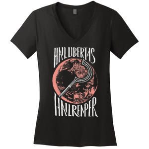 Hail Libertas Hail Reaper Red Howler Women's V-Neck T-Shirt