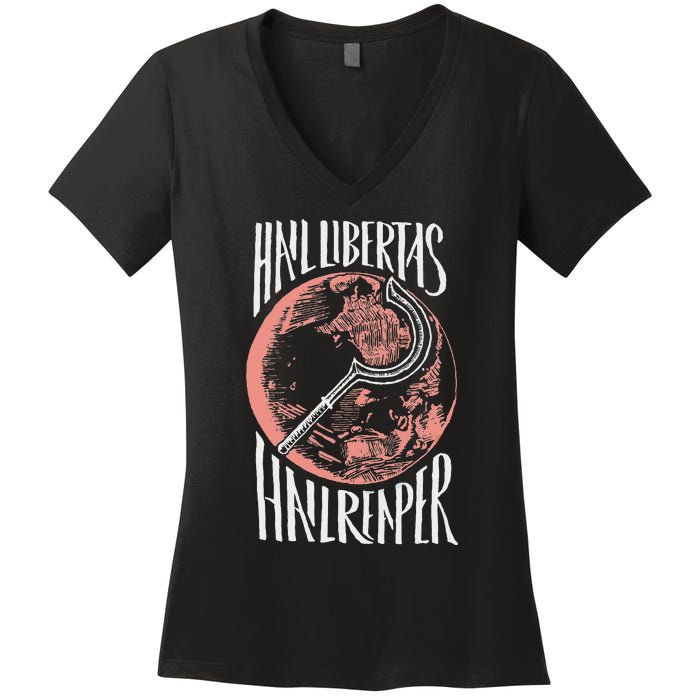 Hail Libertas Hail Reaper Red Howler Women's V-Neck T-Shirt