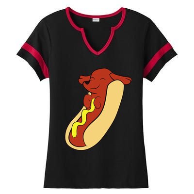 Hotdog Lover Hotdog Dachshund Hot Dog Ladies Halftime Notch Neck Tee