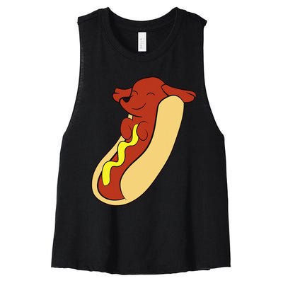 Hotdog Lover Hotdog Dachshund Hot Dog Women's Racerback Cropped Tank