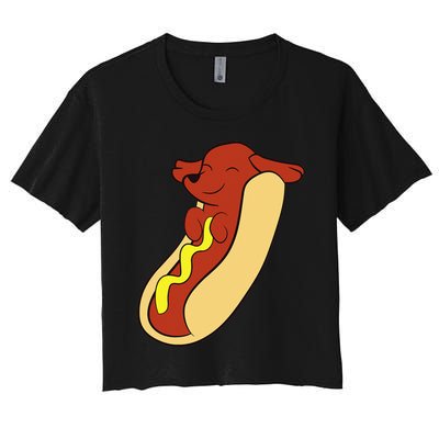 Hotdog Lover Hotdog Dachshund Hot Dog Women's Crop Top Tee