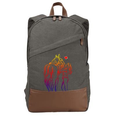 Horse Lover Horseback Riding Gift Cotton Canvas Backpack