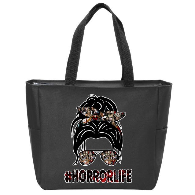 Horror Life Halloween Lover Hair Bun Zip Tote Bag