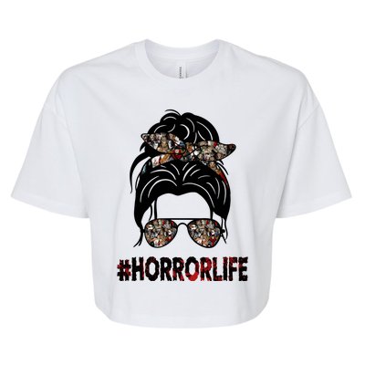 Horror Life Halloween Lover Hair Bun Bella+Canvas Jersey Crop Tee