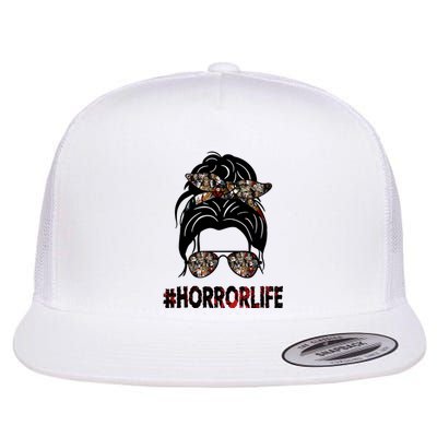 Horror Life Halloween Lover Hair Bun Flat Bill Trucker Hat