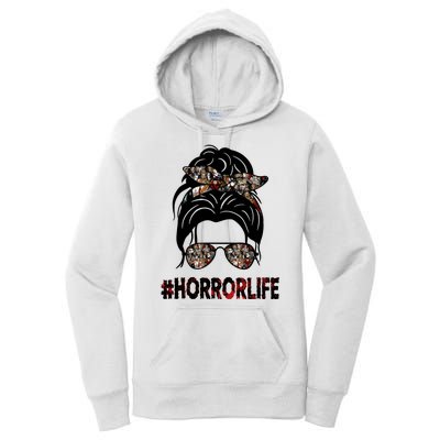 Horror Life Halloween Lover Hair Bun Women's Pullover Hoodie