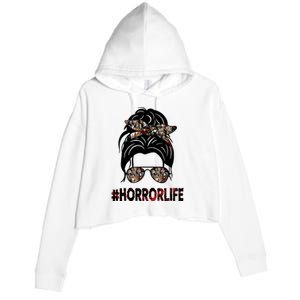 Horror Life Halloween Lover Hair Bun Crop Fleece Hoodie