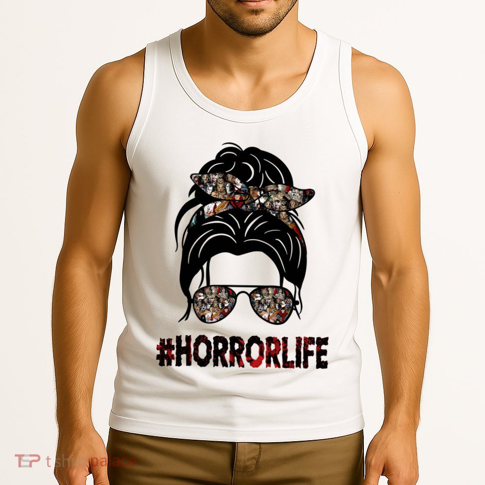 Horror Life Halloween Lover Hair Bun Tank Top
