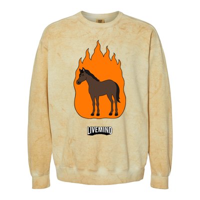 Hivemindtv Livemind Horse Colorblast Crewneck Sweatshirt