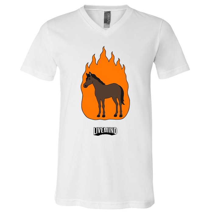 Hivemindtv Livemind Horse V-Neck T-Shirt