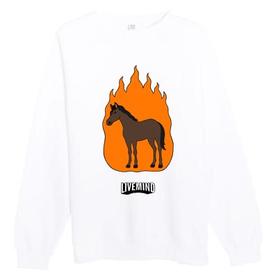 Hivemindtv Livemind Horse Premium Crewneck Sweatshirt