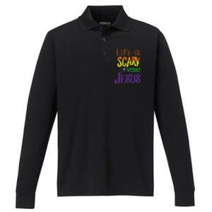 Halloween Life Is Scary Without Jesus Costume Gift Performance Long Sleeve Polo