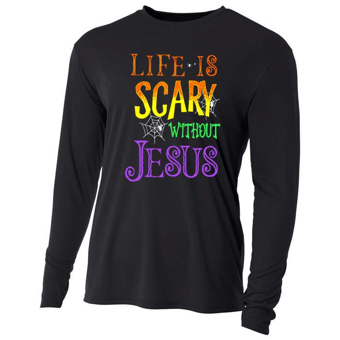 Halloween Life Is Scary Without Jesus Costume Gift Cooling Performance Long Sleeve Crew