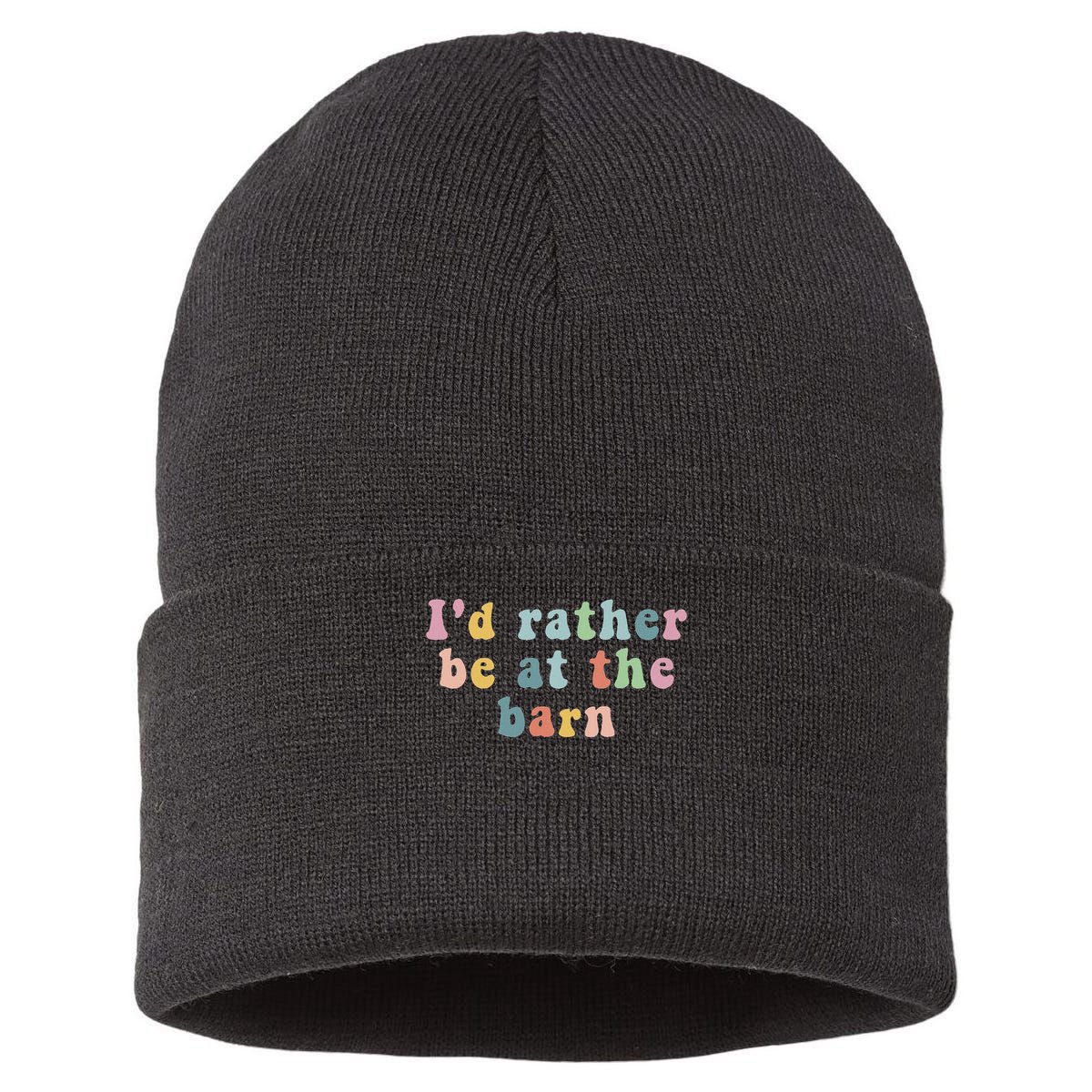 Horse Lovers I'd Rather Be At The Barn Sustainable Knit Beanie