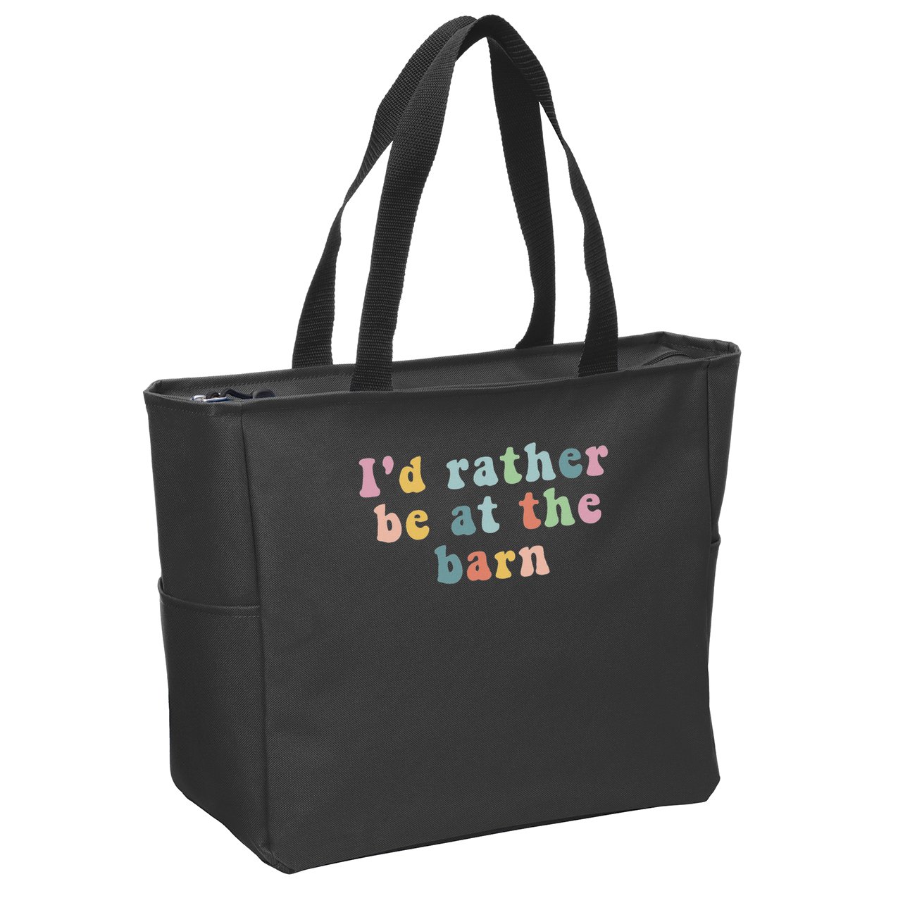 Horse Lovers I'd Rather Be At The Barn Zip Tote Bag