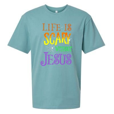 Halloween Life Is Scary Without Jesus Costume Gift Sueded Cloud Jersey T-Shirt