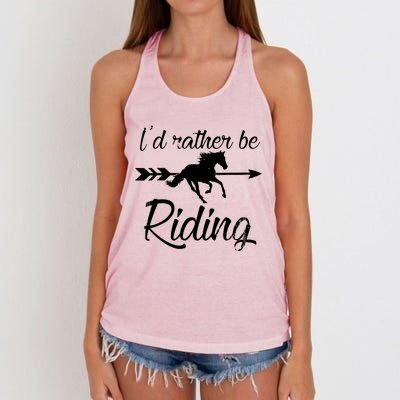 Horse Lover Id Rather Be Riding Horse Women's Knotted Racerback Tank