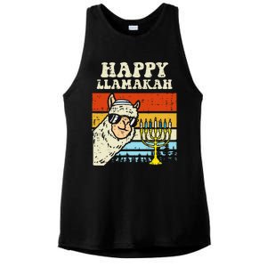 Happy Llamakah Jewish Llama Funny Hanukkah Pajamas Chanukah  Ladies PosiCharge Tri-Blend Wicking Tank