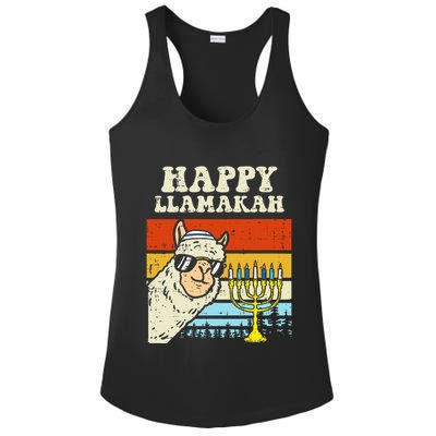 Happy Llamakah Jewish Llama Funny Hanukkah Pajamas Chanukah  Ladies PosiCharge Competitor Racerback Tank