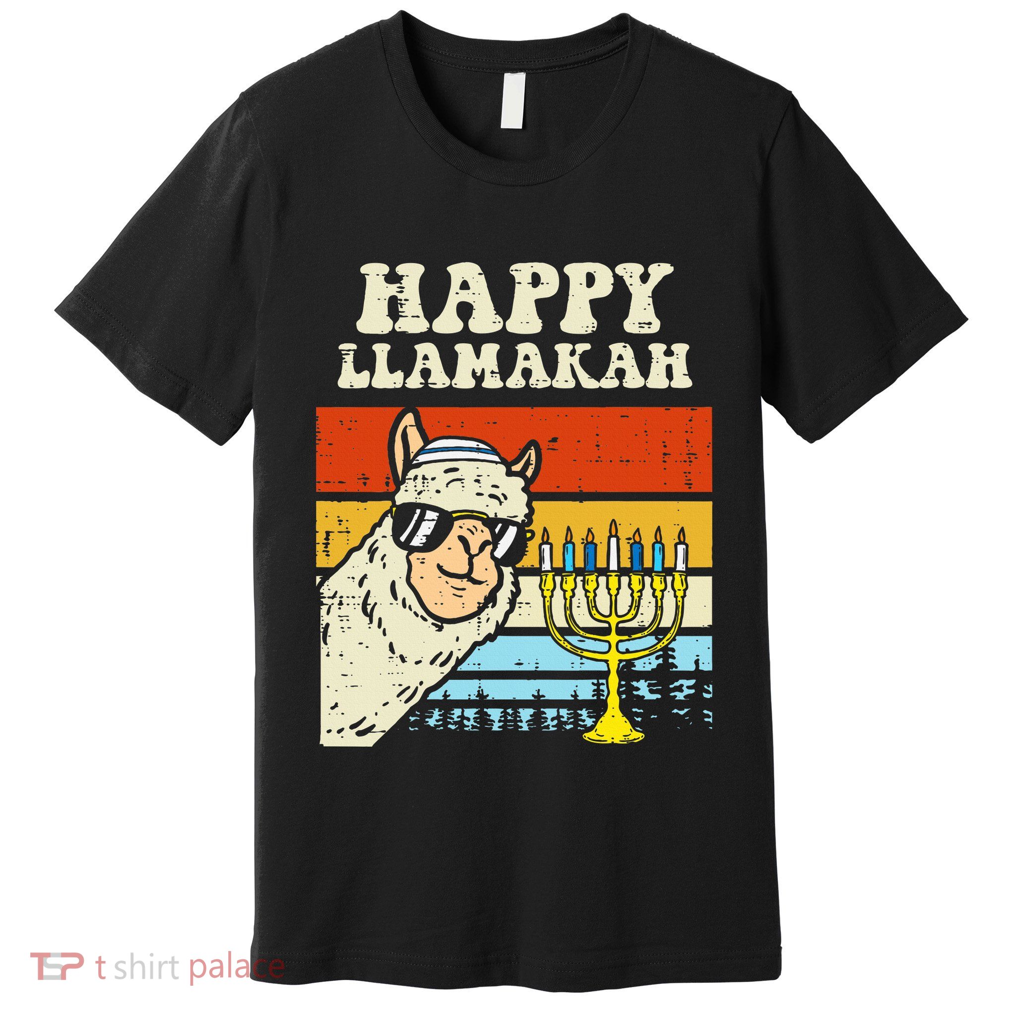 Happy Llamakah Jewish Llama Funny Hanukkah Pajamas Chanukah  Premium T-Shirt