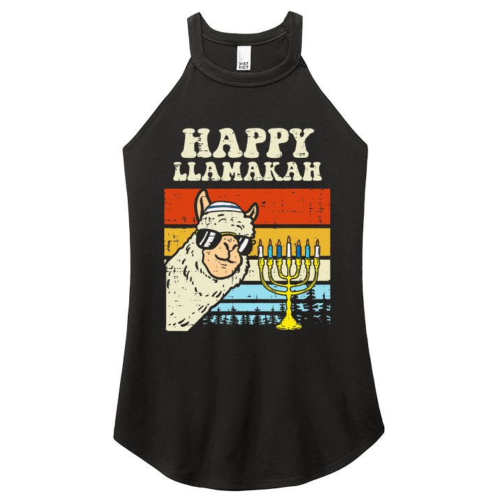 Happy Llamakah Jewish Llama Funny Hanukkah Pajamas Chanukah  Women's Perfect Tri Rocker Tank