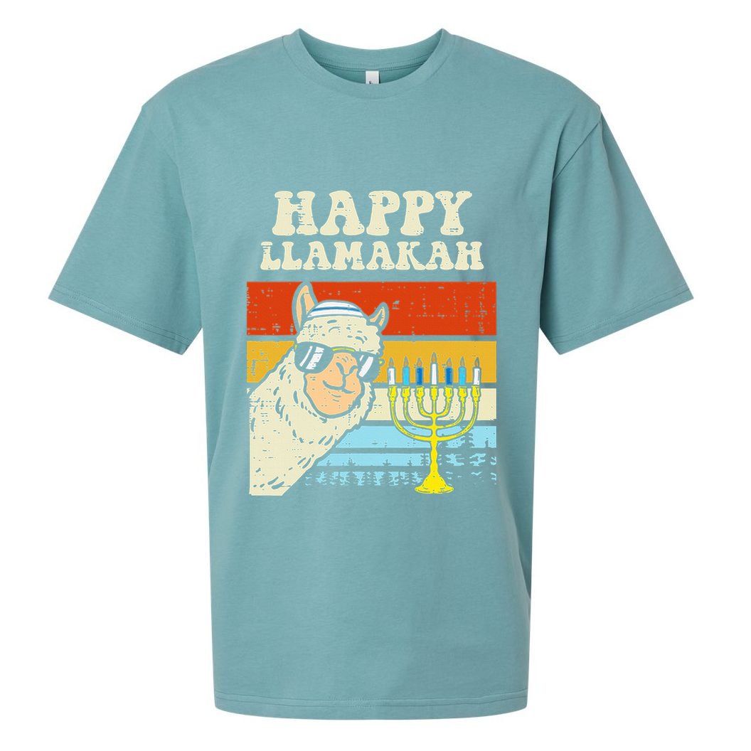 Happy Llamakah Jewish Llama Funny Hanukkah Pajamas Chanukah  Sueded Cloud Jersey T-Shirt